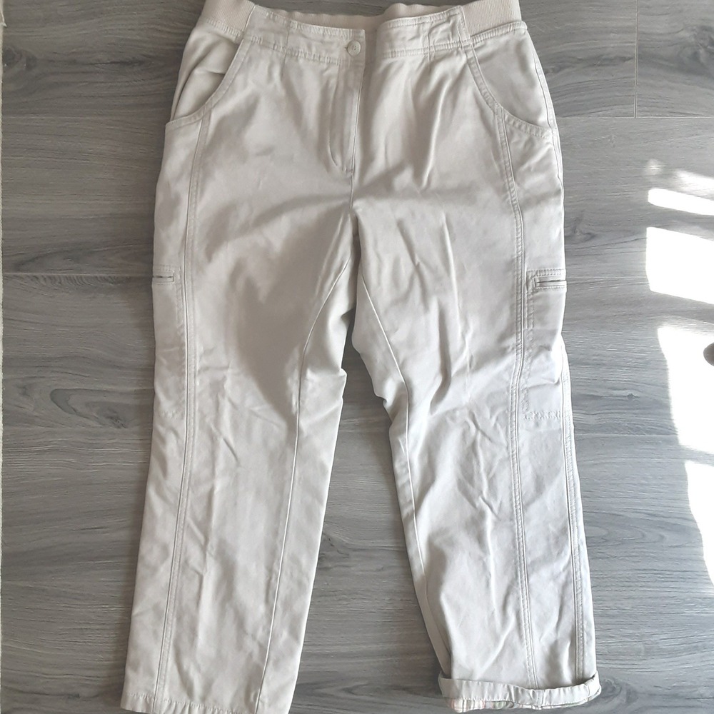LL Bean Classic Fit Flannel Lined Cargo Pants Khaki Canvas Mens 34x29 Mens